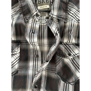 BKE Western Plaid Long Sleeve Snap Shirt Athletic Fit - XL